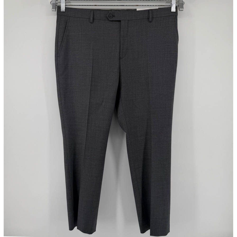 Michael‎ Strahan Dress Pants Mens 38x30 Grey Modern Fit Tech Wool Flat Front